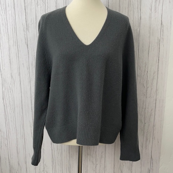 VINCE Cashmere Rib Trim V-Neck Tunic